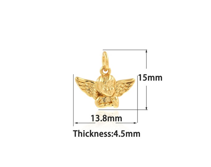 18K Gold Filled Cupid Pendant,Gold Dainty Cupid Charms,Simple pendant Bracelet Necklace for DIY Jewelry Making Supply