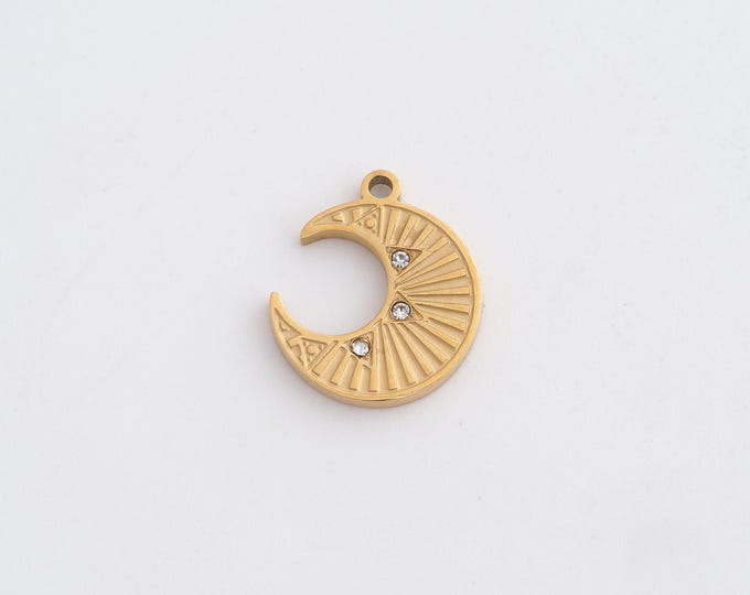 Stainless Steel Crescent Moon Pendant,Celestial Charms,Moon Charm Bracelet Necklace for DIY Jewelry Making Supply,16.5x14.2x1.8mm