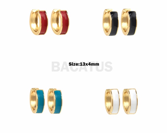 Ladies' Accessories, Round Charm, European And American Style, Cross-Border E-Commerce, Enamel Charm, Gold Circle Earrings 13x4mm 1 Pair