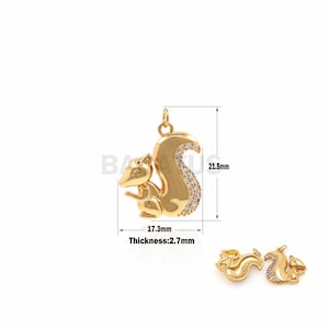 1PCS Cute Little Squirrel Pendant &quot;Friends of the Forest&quot; series Animal Charm Chipmunk Pendant Red Squirrel Necklace 18K 21.6x17.3x2.7mm