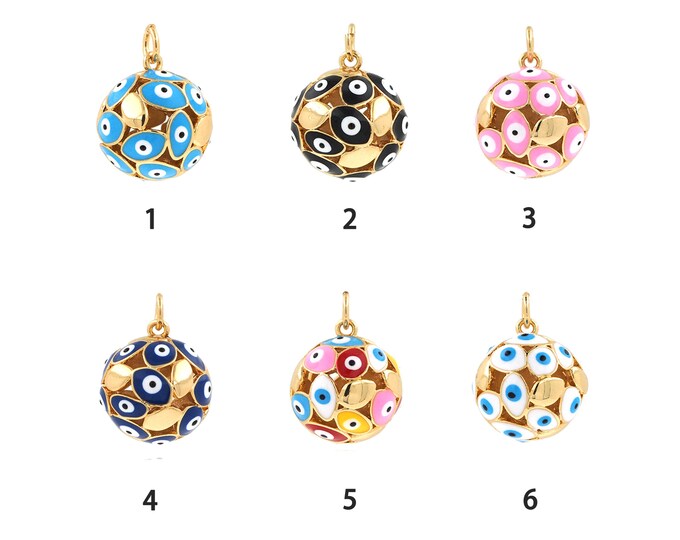 18K Gold Filled Devil Eye Pendant,Gold Dainty Eye Charms,Simple pendant Bracelet Necklace for DIY Jewelry Making Supply