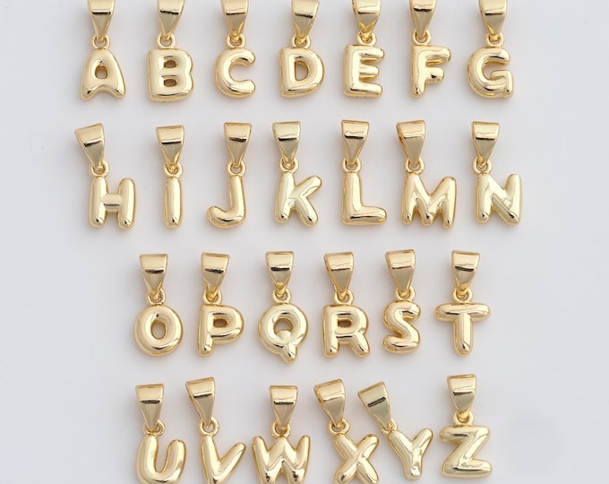 5 pcs Initial Pendant,18K Gold Filled Letter Necklace, Alphabet Pendant, DIY jewelry Making Accessories,14x6x2.3mm