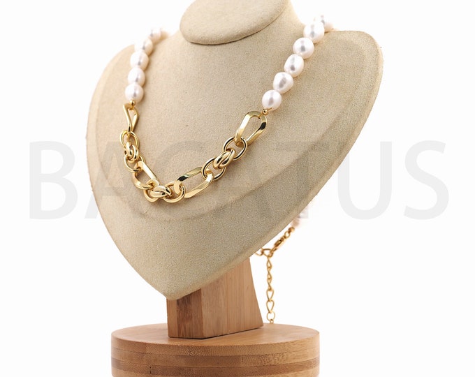 Anniversary Gift, Beaded Necklace, 18K Gold Filled Pearl Necklace, Gift For Her, Real Pearl Necklace, Length 51cm