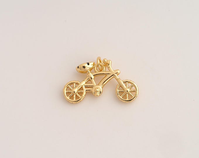 18K Gold Filled Bicycle Charm,Dainty Bicycle Pendant,Bicycle Pendant ,DIY Jewelry Supplies,15.7x24x8mm