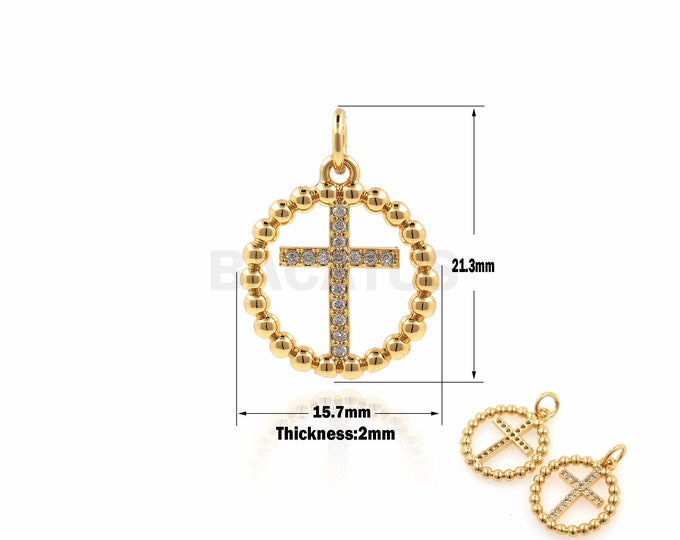 1PCS Cross Pendant, Gold Cross, Cross Jewelry, Cross Charm, Suitable For Jewelry Making Supplies 21.3x15.7x2mm