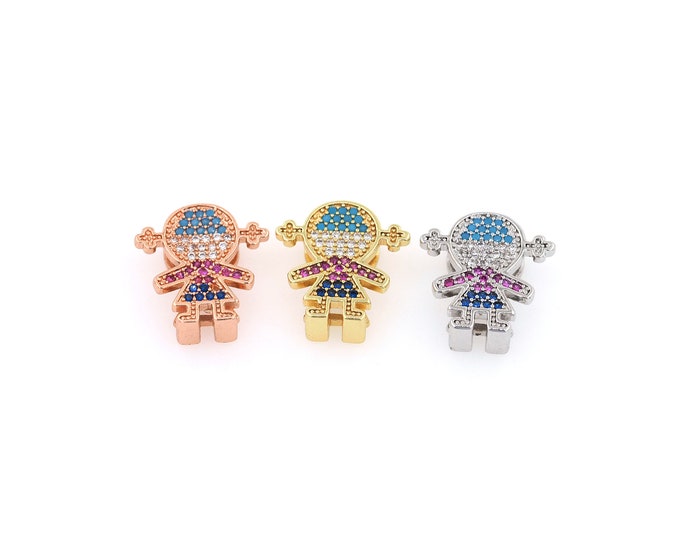 18K Gold Filled CZ Girl Beads,Gold Girl Beads,Girl Beads DIY Gold Jewelry Making Supply