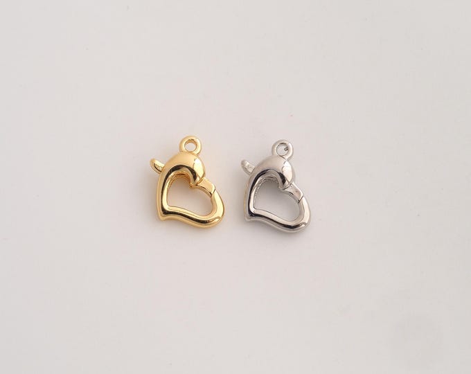 Gold Heart Lobster Clasp,18K Gold Filled Spring Clasp,Claw Clasp,DIY Jewelry Supplies,11.8x8.4x3.6mm