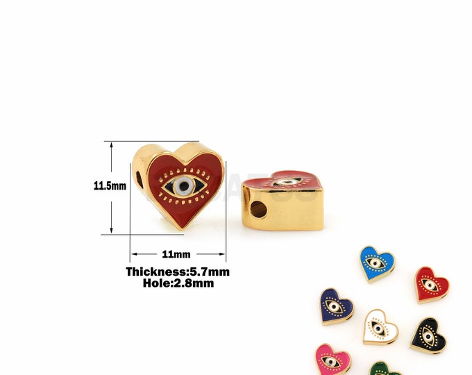 1Pcs Heart-Shaped Enamel Spacer Beads Spacer Beads Suitable For Bracelets, Necklaces, Jewelry Making Supplies, Perforated Beads