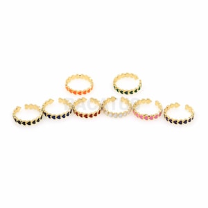Enamel Love Heart Ring, 18K Gold Filled Enamel Love Heart Engagement Ring, Adjustable Ring, Multi-Color Optional, Gold Open Ring, Daily Ring