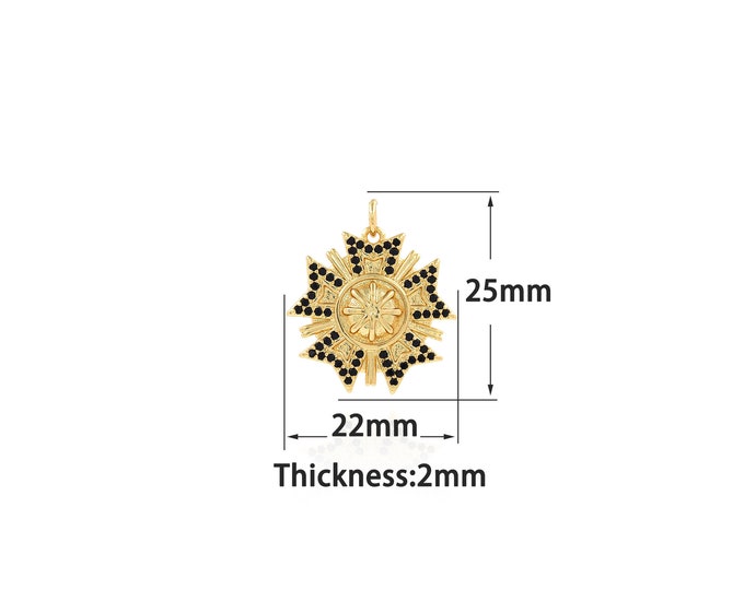 18K Gold Filled Medal Pendant,Gold Dainty North Star Charms,Simple pendant Bracelet Necklace for DIY Jewelry Making Supply