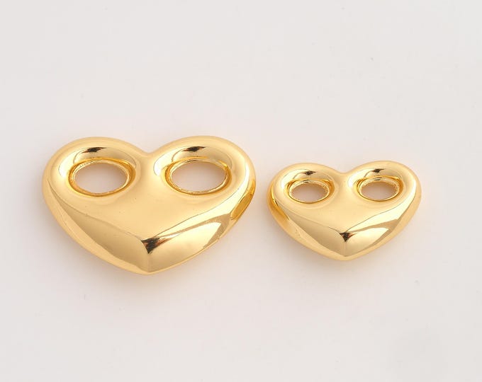 18K Gold Filled Heart Charm,Dainty Love Pendant,Heart Pendant ,DIY Jewelry Supplies,Big 35.3x25x8.7mm Small 25.4x18.2x8mm