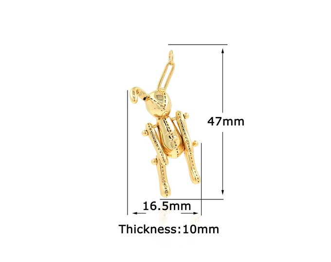 18K Gold Filled Rabbit Pendant,Gold Dainty Rabbit Charms,Rabbit Charm Bracelet Necklace for DIY Jewelry Making Supply