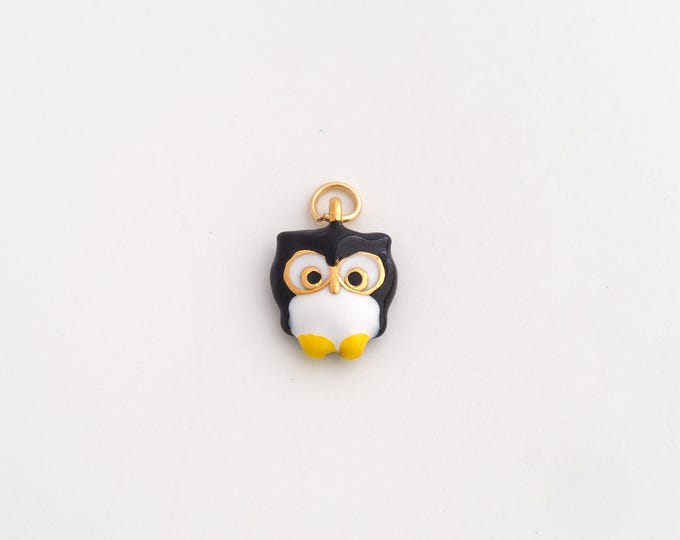 Stainless Steel Owl Pendant,Enamel Animal Charms,Flying Charms for DIY Jewelry Making Supply,13.5x9.7x3.5mm