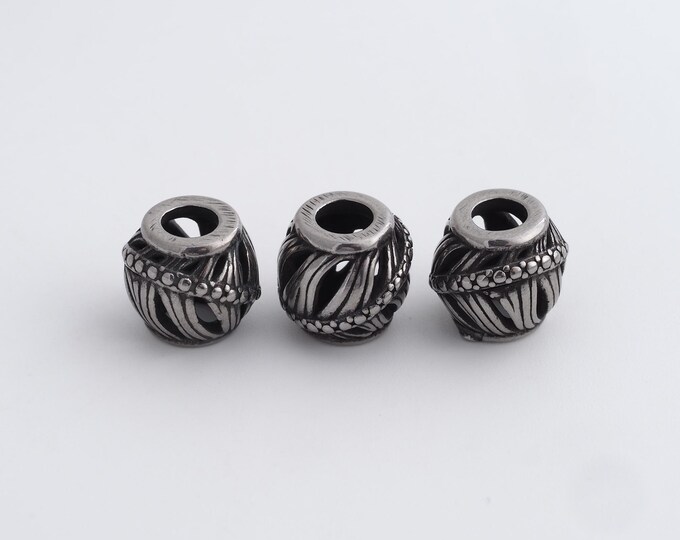 1 pcs Stainless Steel Retro Ball Spacer Beads,Silver Round Beads,Ball Beads DIY Bracelet Necklace Earrings Jewelry Making,10x9.2mm