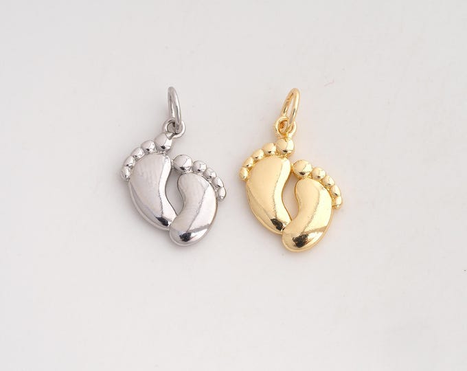 5 pcs 18K Gold Filled Footprint Charm,Dainty Foot Pendant,Footprint Pendant ,DIY Jewelry Supplies,23.3x13.3x2.4mm