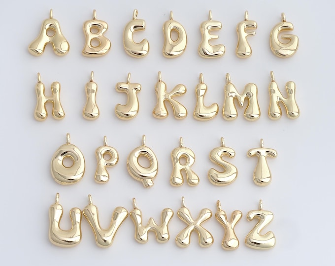 Initial Pendant,18K Gold Filled Letter Necklace, Alphabet Pendant, DIY jewelry Making Accessories,21.8x18x5.2mm