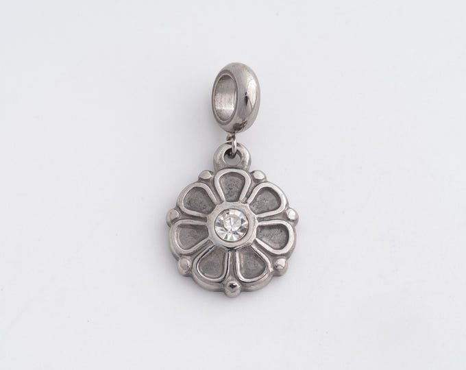 Stainless Steel Daisy Pendant,Flower Charms,Daisy Charm Bracelet Necklace for DIY Jewelry Making Supply,29x16x4.3mm
