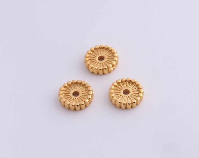 10 pcs 18K Gold Filled Round Spacer Beads,Gold Flat Beads, Disc Beads DIY Bracelet Necklace Earrings Jewelry Making,8.3x2.4mm