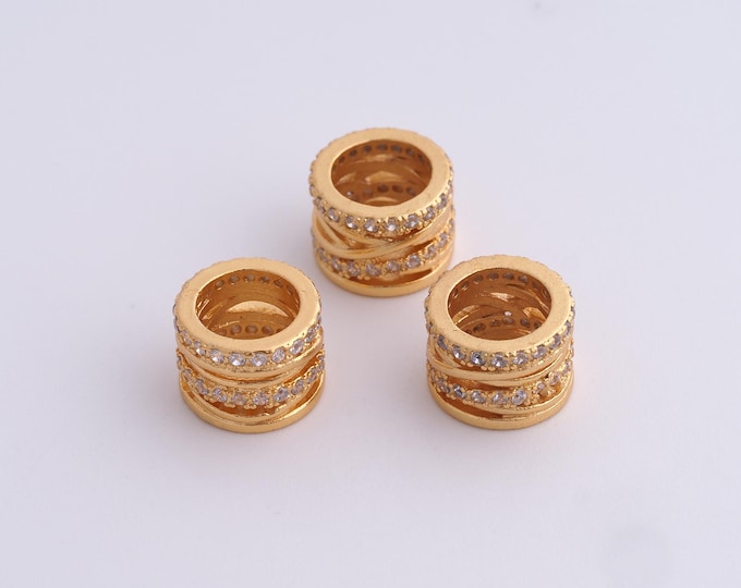 18K Gold Filled Round Spacer Beads,Gold Tube Beads, Round Beads DIY Bracelet Necklace Earrings Jewelry Making,9.6x7mm