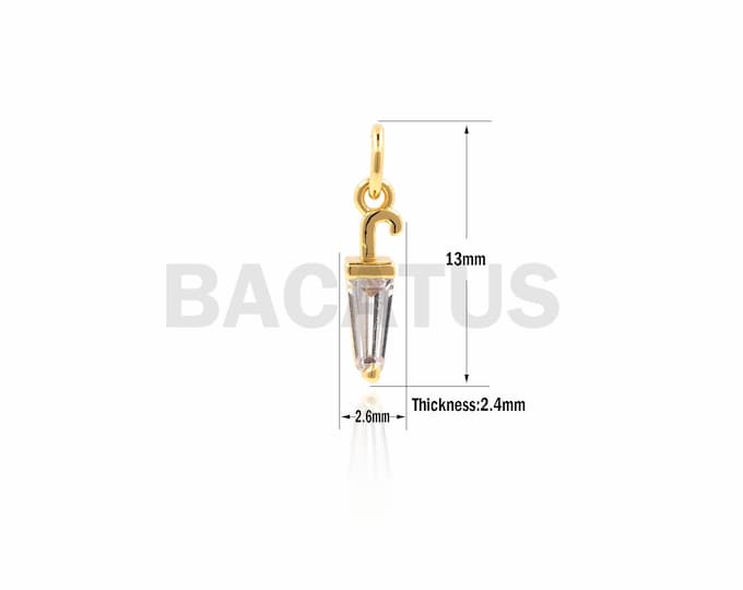 1PCS CZ Micro Pave Umbrella Pendant, Umbrella Charm, Umbrella Accessories, Umbrella Necklace  13x2.6x2.4mm