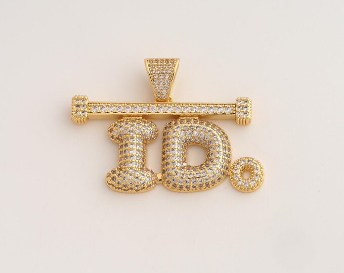 18K Gold Filled I Do Letter Charm,Dainty I Do Pendant,CZ Letter Pendant ,DIY Jewelry Supplies,37.3x50.3x4.8mm
