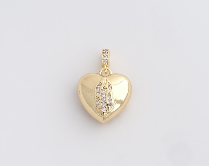 Gold Puffed Heart Pendant 18K Gold Filled Heart Necklace Gold Friendship Necklace DIY Jewelry Making Accessories 24.7x16.7x8.8mm