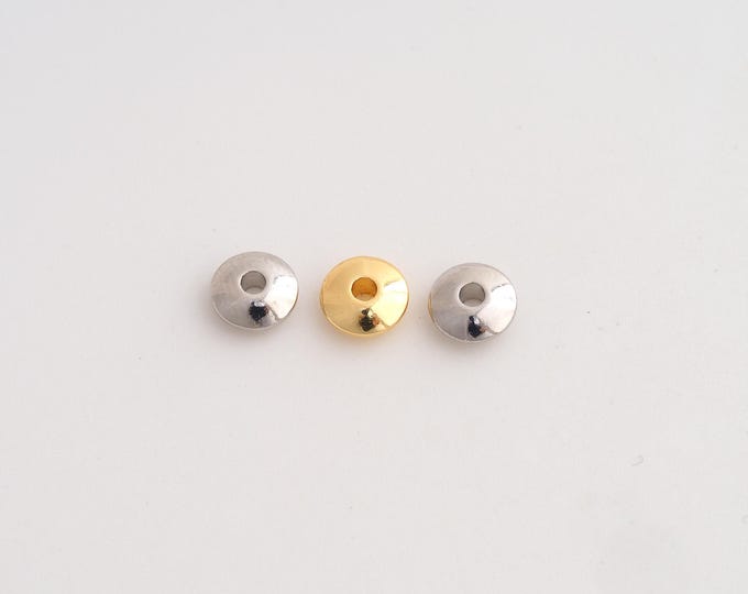 10 pcs Gold Round Beads,18K Gold Filld Flat Beads,for DIY Jewelry Making Supplies,6.2x2.7mm Hole 2.2mm