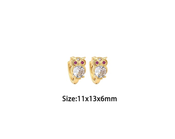 1pair 18K Gold Filling Owl Earrings,Gold Dainty Owl Earring,Simple Earrings,Gift for Her