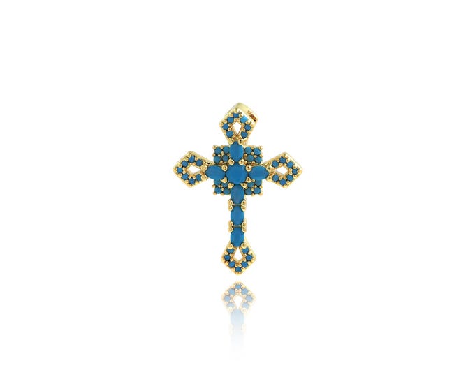 Cross Pendant,18K Gold Filled Religious Necklace, Christian Pendant, DIY jewelry Making Accessories,25.4x19x3.2mm