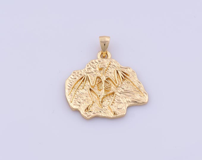 Fossil Pendant,18K Gold Filled Fossil Necklace, Fossil Pendant, DIY jewelry Making Accessories,28.8x26.4x2.5mm