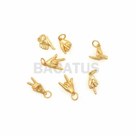 5pcs Stainless Steel Charms for Jewelry Making Hand Gesture OK
