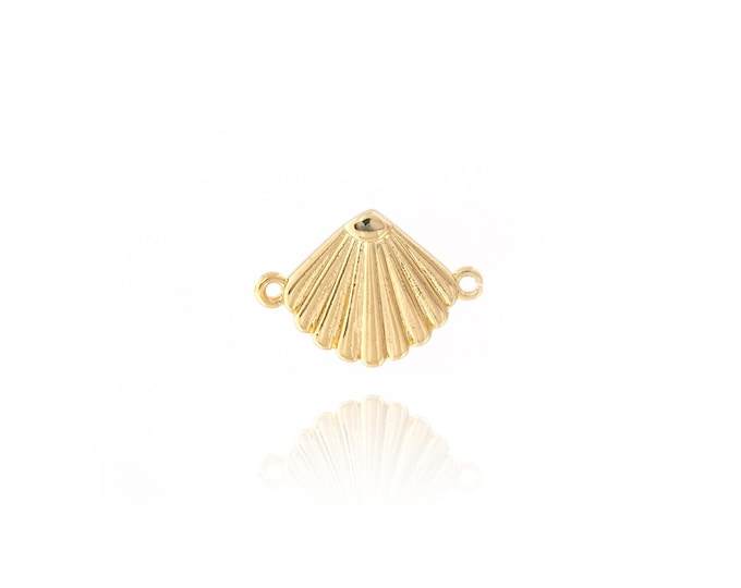 MicroPave CZ Cowrie Shell Connector,18K Gold Filled Conch Connector,DIY Jewelry Supplies,12.4x18x2.6mm