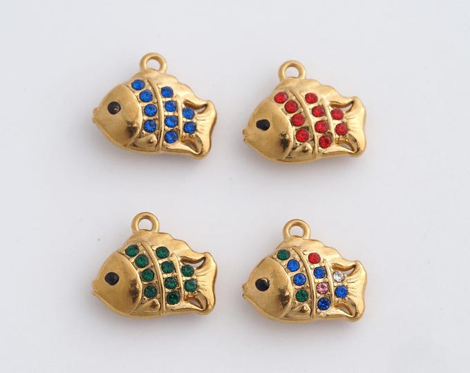 Stainless Steel Fish Pendant,Marine Life Charms,Fish Charm Bracelet Necklace for DIY Jewelry Making Supply,12x13.5x4.3mm