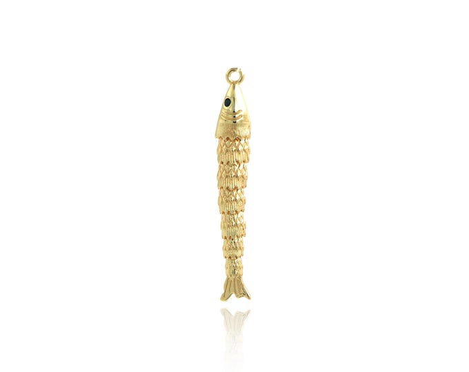 Fish Pendant,18K Gold Filled Marine Life Necklace, Micropavé CZ Fish Pendant, DIY jewelry Making Accessories,48x7.3x6mm