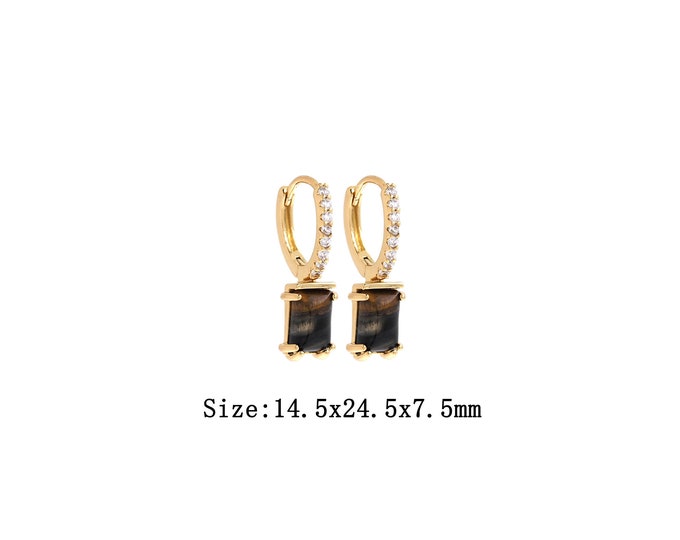 1pair 18K Gold Filling Square Drop Earrings,Gold Square Drop Earring,Simple CZ Earrings,Gift for Her