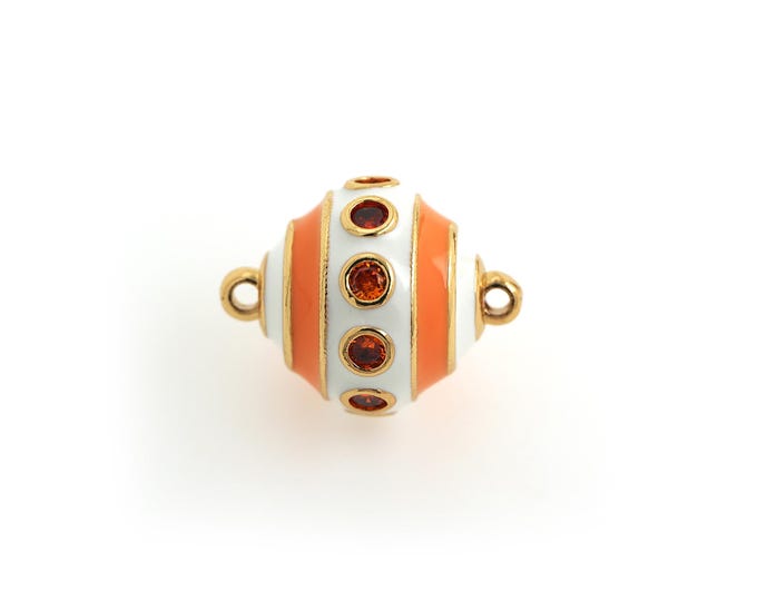 Ball Connectors, Bar Connectors, 18K Gold Filled Enamel Connectors, Micropavé CZ Oval Connectors, DIY Jewelry Supplies,20x25.5mm