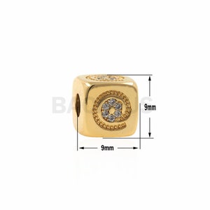 Pave CZ - Símbolo Cubo Espaciador Abalorios, Junta Cuadrada, cuentas de símbolo de oro para collar de pulsera 9x9x9mm