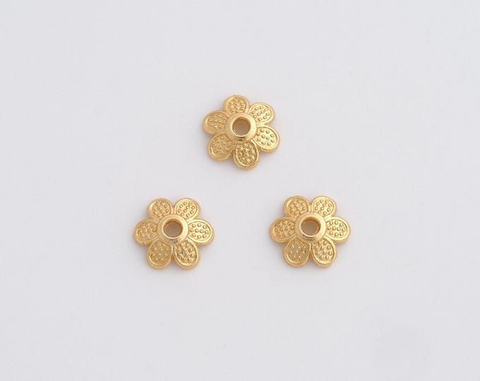10 pcs 18K Gold Filled Flower Beads Cap,Gold Flower Beads Cap, DIY Bracelet Necklace Earrings Jewelry Making,8x2mm