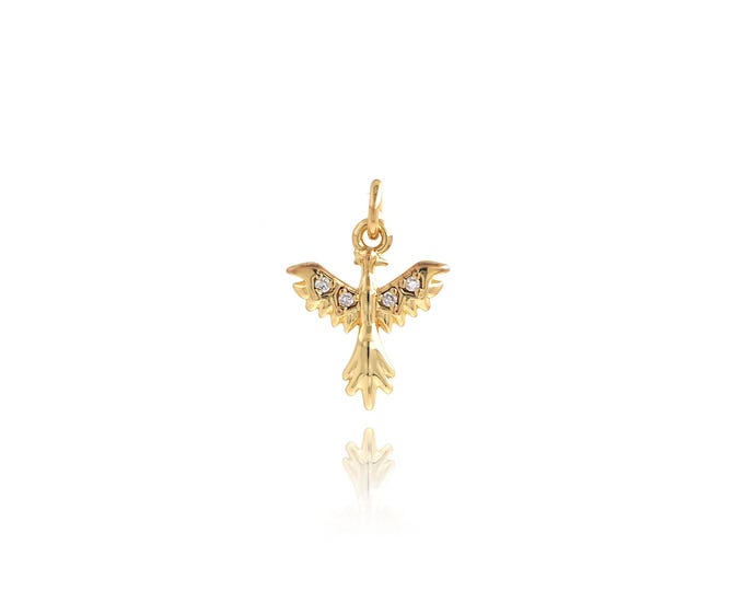 5 pcs Bird Pendant,18K Gold Filled Animal Necklace, Micropavé CZ Bird Pendant, DIY jewelry Making Accessories,16x11.3x1.8mm