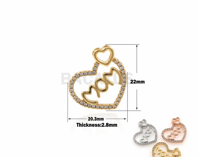 1PCS Love Pendant Love Charm  DIY Jewelry Supply Cubic Zirconia Love Jewelry Pendant Necklace CZ Charm Paving the Way 22x20.3x2.8mm