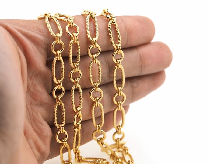 1 Meter, Double Chain, 18K Gold Filled Oval Chain, Welded Chain, Unfinished Necklace, Gold Cable Chain, DIY Bracelet Necklace Accessories