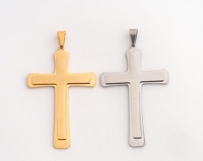 Stainless Steel Cross Pendant,Religious Charms,Steel Christian Charm Bracelet Necklace for DIY Jewelry Making Supply,74.3x40.8x2.8mm