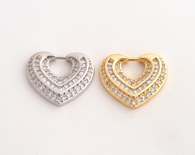 18K Gold Filled Heart Charm,Dainty Love Pendant,CZ Heart Pendant ,DIY Jewelry Supplies,19x23x3.6mm