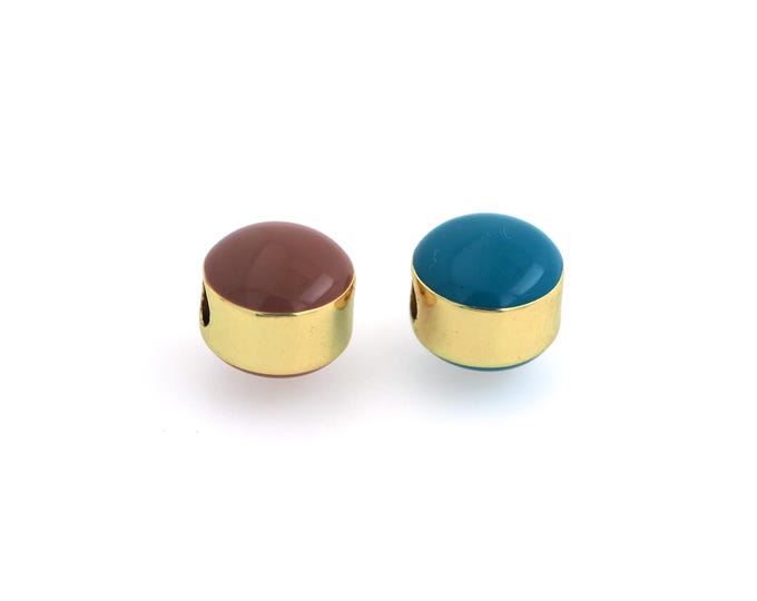 5 pcs 18K Gold Filled Tube Spacer Beads,Gold Round Beads,Enamel Round Tube Beads DIY Bracelet Necklace Earrings Jewelry Making,10x9mm