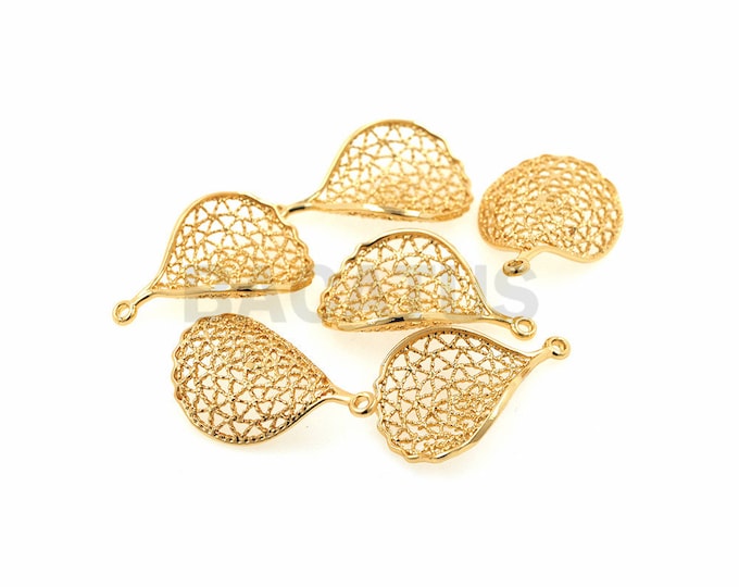 18K hollow leaf pendant, copper metal rose petal necklace, DIY petal jewelry accessories 1pcs
