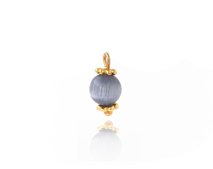 Natural Stone Pendant 18K Gold Filled Ball Pendant,Gold Dainty Ball Charms,Bracelet Necklace for DIY Jewelry Making Supply,11.5x6mm