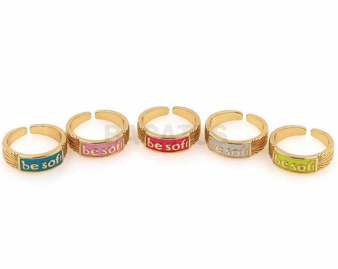 1PCS Besophie Letter Ring, Color Enamel Opening Adjustable Ring, All-match Fashion Jewelry for Women's Banquet