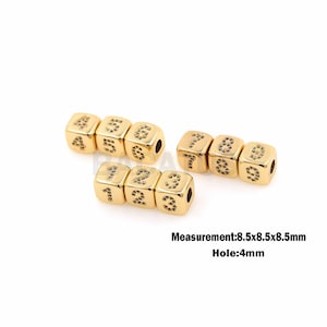 cz pave Arabic Number Beads , Large Hole Cube Spacer Beads,number spacer beads  8.5*8.5*8.5 mm  1pcs