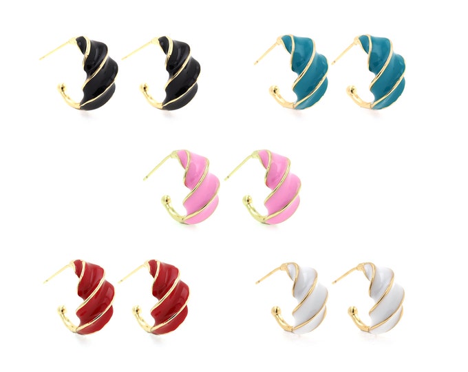 1 pair 18K Gold Filled Hoop Stud Earrings,Gold Dainty CZ Hoop Stud Earrings,Simple Stud Earrings,Gift for Her