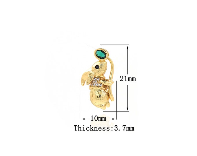 18K Gold Filled Rabbit Pendant,Gold Dainty Rabbit Charms,Rabbit  Charm Bracelet Necklace for DIY Jewelry Making Supply